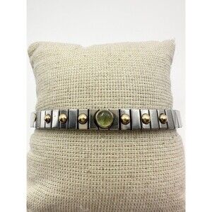 Nomination Stainless Steel And 18k Peridot Stretchy Bracelet 7.5”